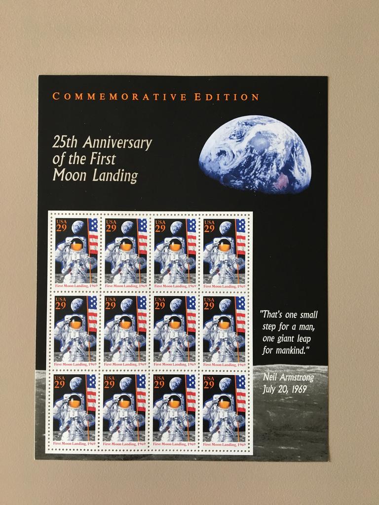 Commemorative edition 25th birthday first moon landing mint, Enlèvement ou Envoi, Non oblitéré, Amérique du Nord