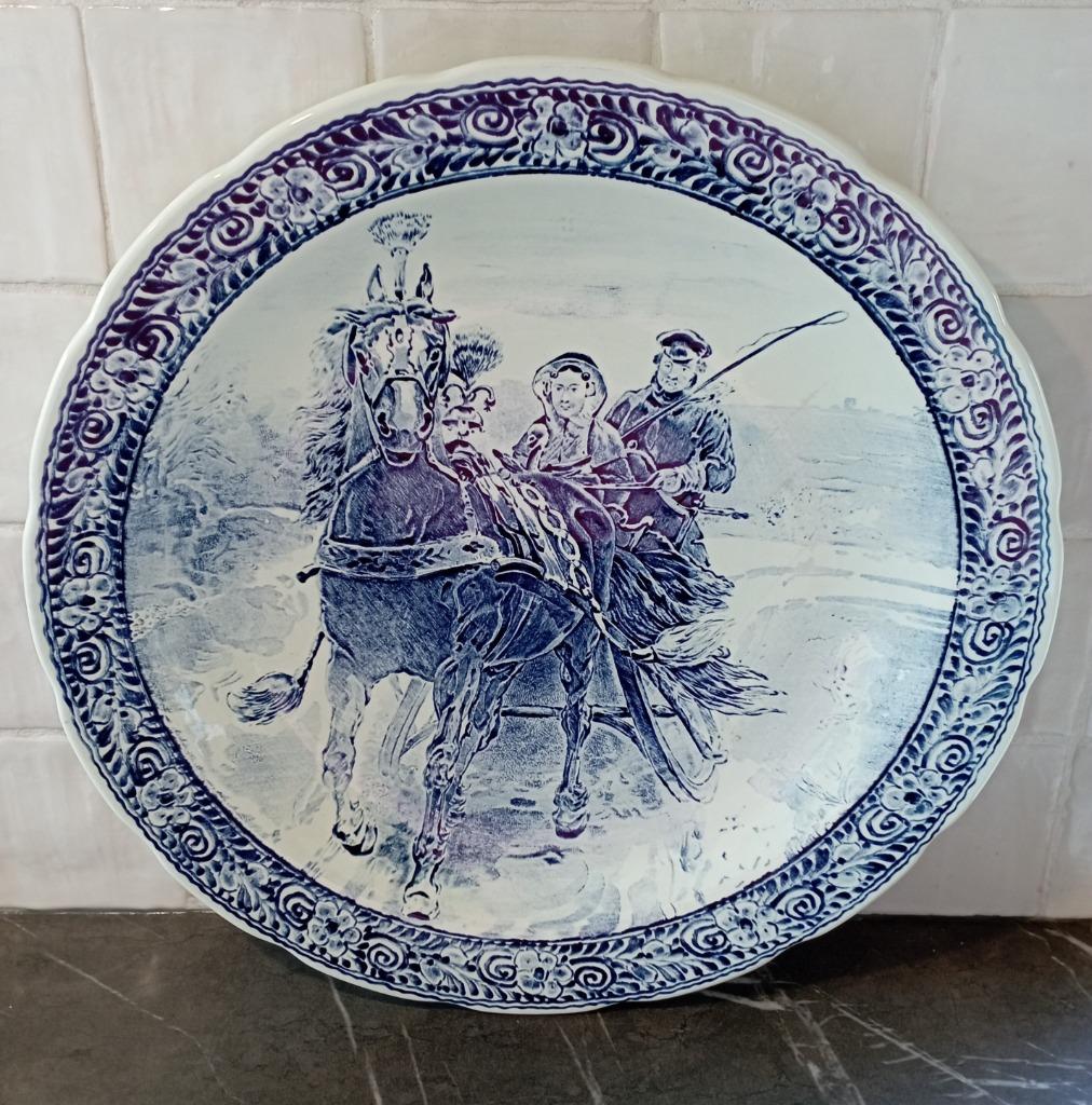 Grande assiette murale bleue Delft de Boch - De huwelijkskoe, Enlèvement