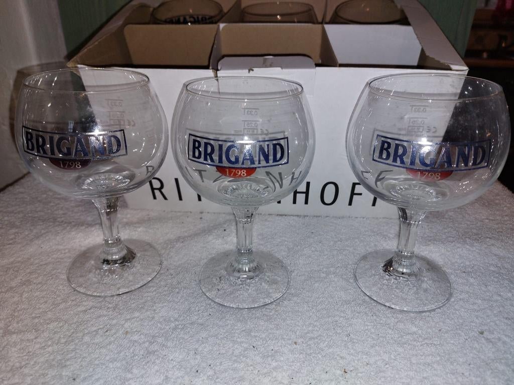 6 oude kristallen glazen BRIGAND, Ophalen of Verzenden, Nieuw, Bierglas