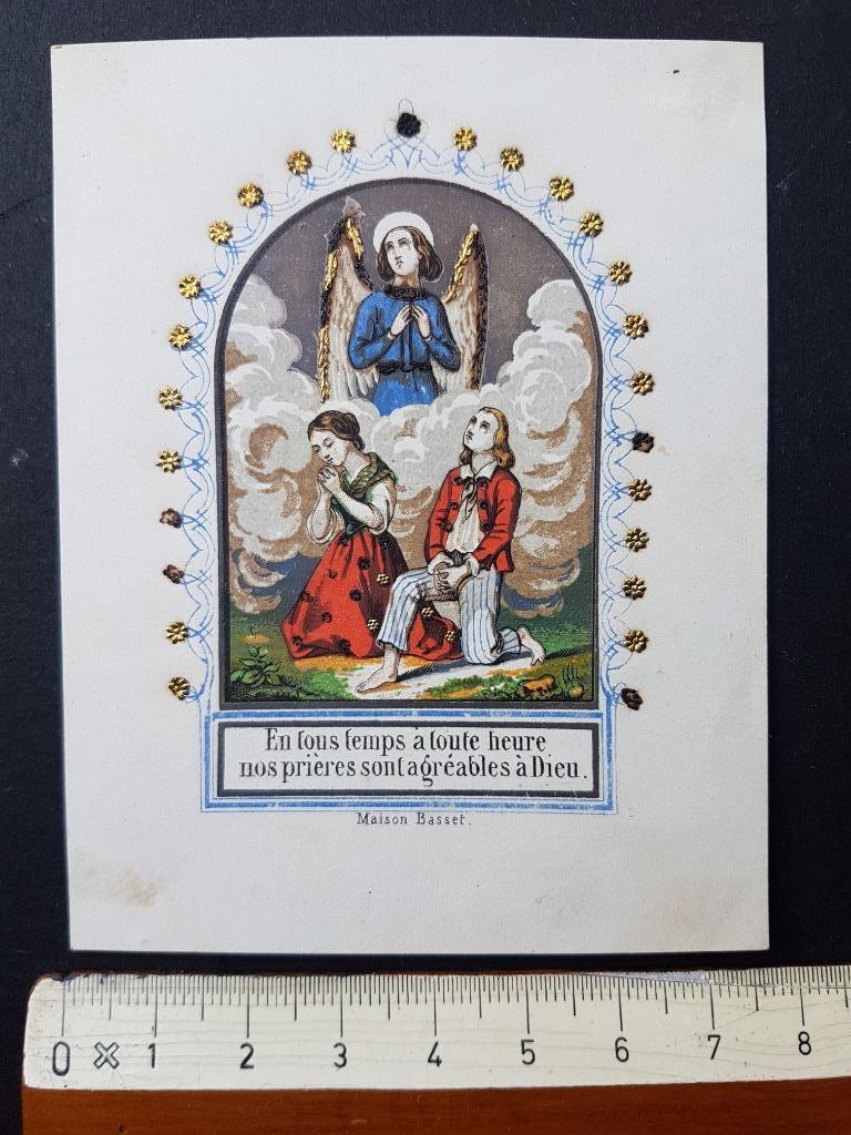 Santje Heiligenprentje Holy card Devotie Maison Basset 1849, Verzamelen, Bidprentjes en Rouwkaarten, Verzenden, Bidprentje