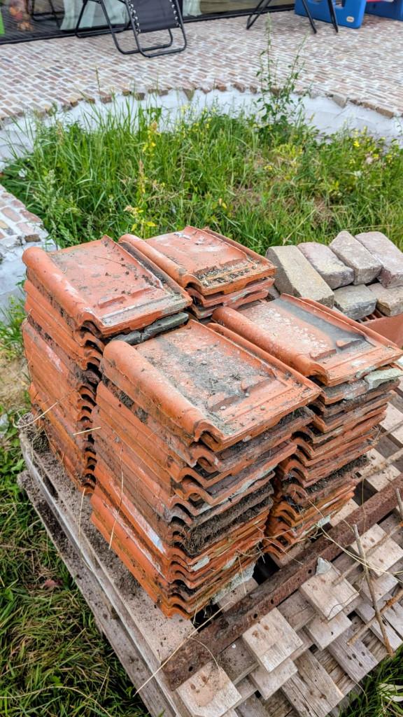 Glazen dakpannen op Marcke Lez Courtrai, Doe-het-zelf en Bouw, Dakpannen en Dakbedekking, Ophalen, Gebruikt, Steen of Klei, Dakpannen