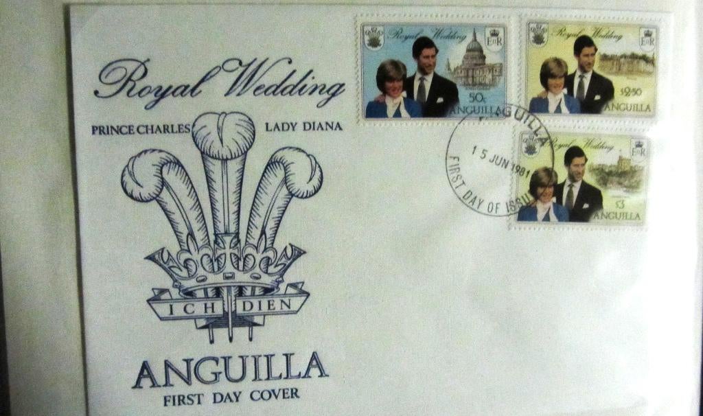 GROTE FDC- HUWELIJK PRINS CHARES MET LADY DIANA - ANGUILA, Enlèvement ou Envoi, Affranchi, Dynastie