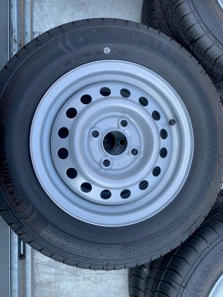 Aanhangwagen Band + velg 155/80 R13  4x100, Enlèvement, Comme neuf