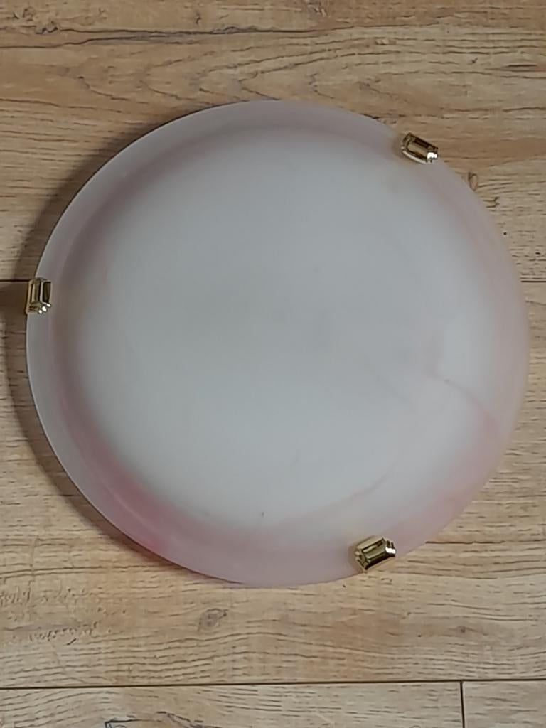 Plafonnier /applique murale en verre "opaline" veines roses, Maison & Meubles, Enlèvement ou Envoi, Comme neuf, Verre