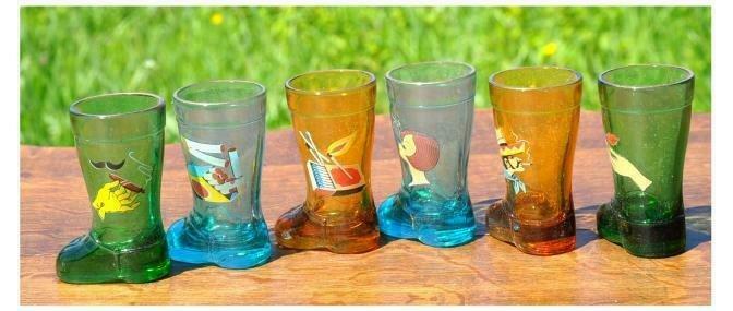 §  6 verres bottes colorés, Enlèvement ou Envoi, Utilisé, Verre ou Verres