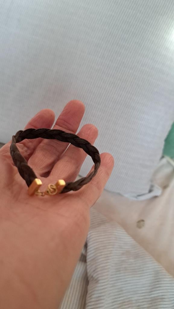 Bracelet  cuir vreu  fermeture  l'or  18k 750  550€, Ophalen of Verzenden, Goud, Goud