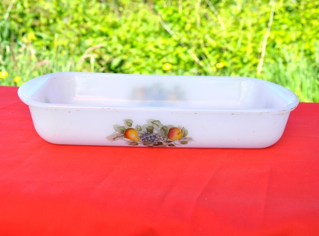 plat a gratin arcopal vintage decor fruits, Enlèvement ou Envoi, Comme neuf, Verre, Autres types