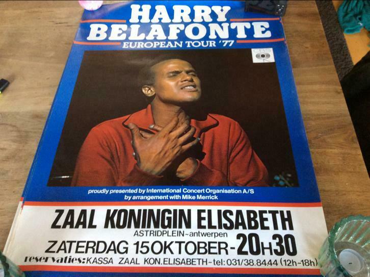 Concertaffiche Harry Belafonte Antwerpen 1977 60 x 80 cm, Ophalen of Verzenden, Nieuw, Rechthoekig Staand, Muziek
