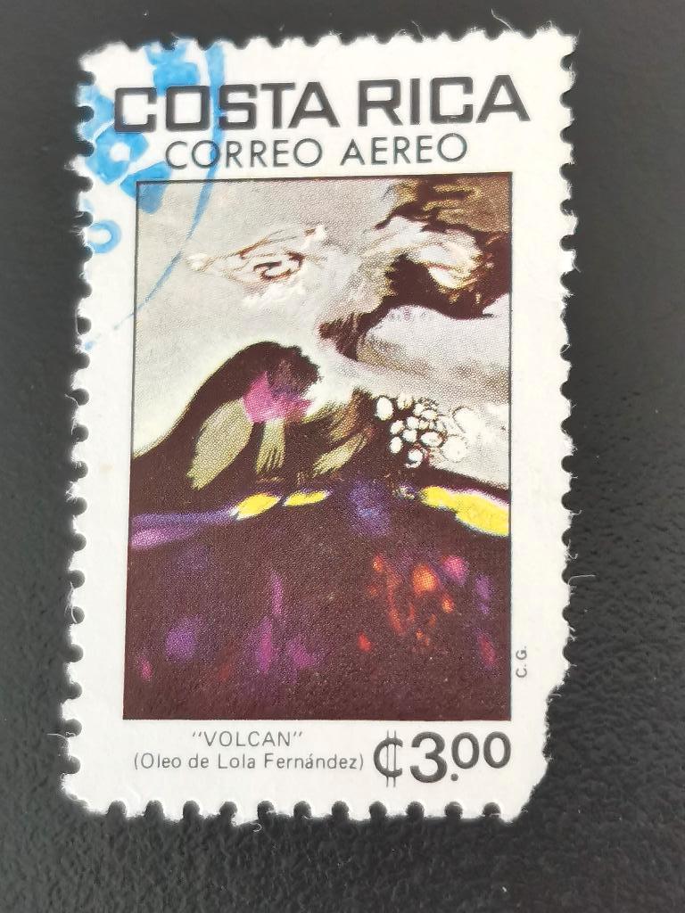 Costa Rica 1980 - kunst - schilderkunst - vulkaan, Ophalen of Verzenden, Gestempeld, Midden-Amerika