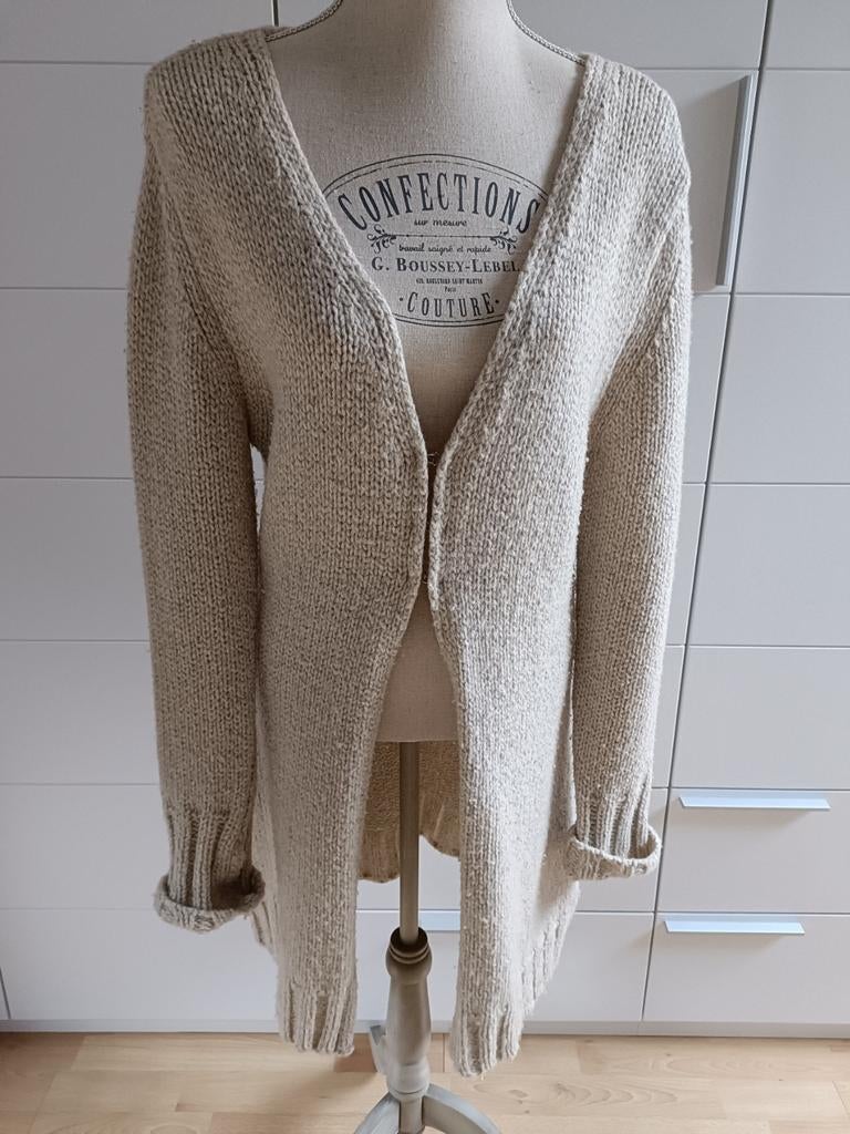 Long cardigan en laine blanc cassé, Enlèvement ou Envoi, Comme neuf, Blanc