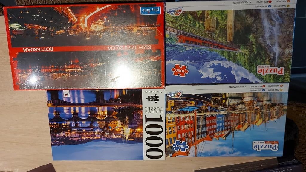 4 verschillende puzzels nieuw 1000, Enlèvement, Comme neuf
