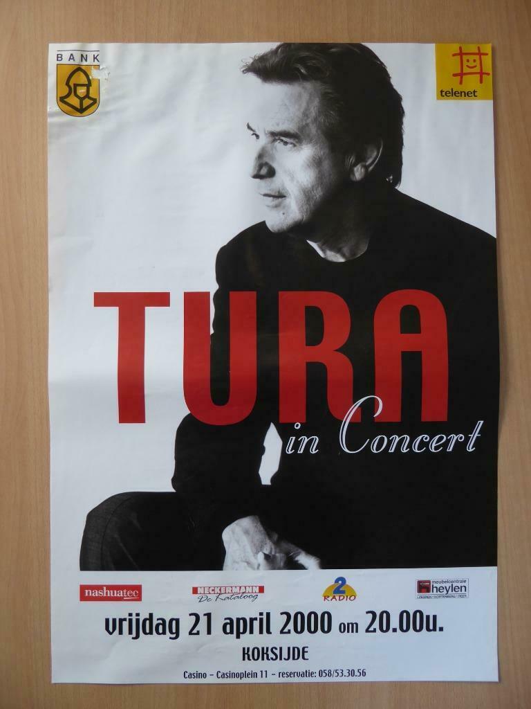 WILL TURA : AFFICHE WILL TURA EN CONCERT(60/40 CM.), Collections, Enlèvement ou Envoi, Rectangulaire vertical, A1 jusqu'à A3, Musique