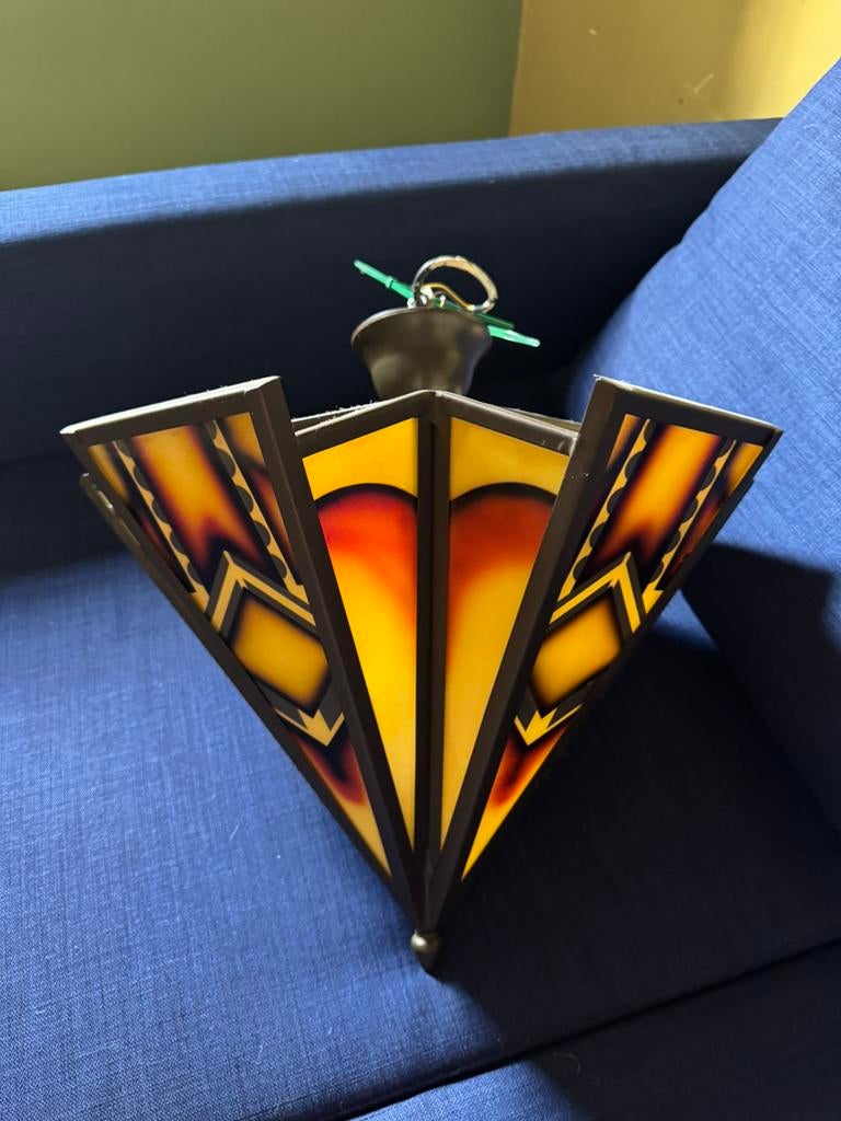 Art Deco stijl luster – 2 stuks beschikbaar (prijs per st), Huis en Inrichting, Ophalen, Zo goed als nieuw, Glas