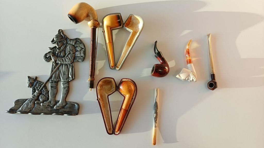 Lot vintage pijpen en pijpenhouder ( 7), Ophalen of Verzenden