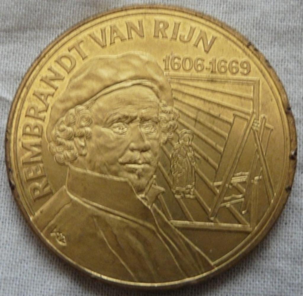 Penning Rembrandt van Rijn, Beroemde Nederlanders, KNM 1992., Ophalen of Verzenden, Overige materialen