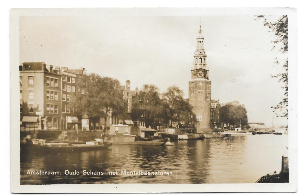 Amsterdam Oude Schans met Montelbaanstoren, Collections, Cartes postales | Pays-Bas, Enlèvement ou Envoi, 1940 à 1960, Affranchie