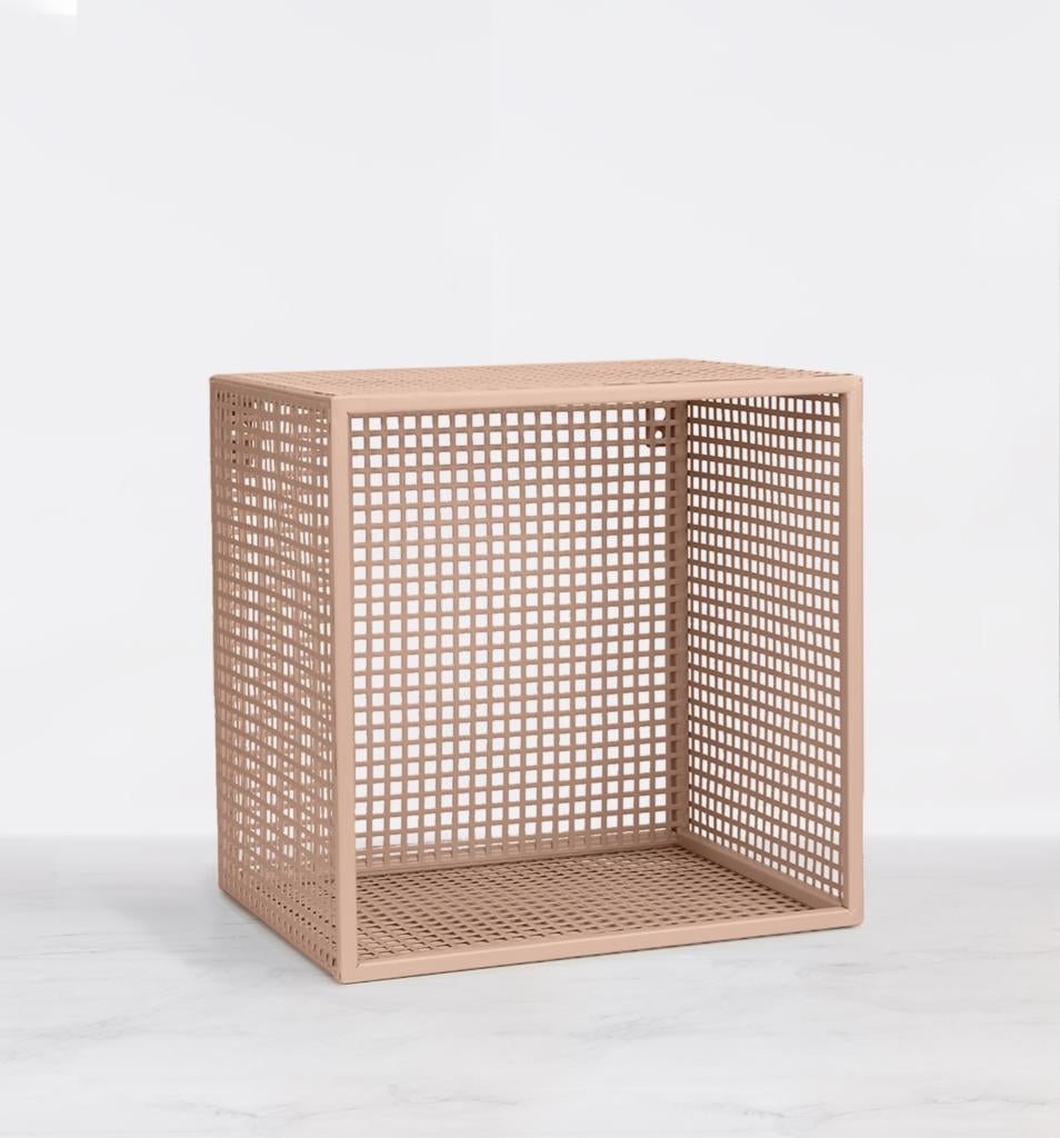 Wire Box Lichtroze – Wandrek / Opbergbox - 32x32x25cm, Huis en Inrichting, Overige materialen, Mand, Vierkant, Nieuw