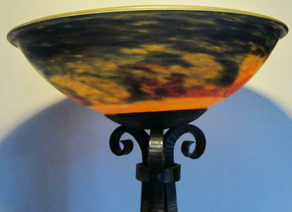 art deco smeedijzeren vloerlamp Noverdy coup, Enlèvement