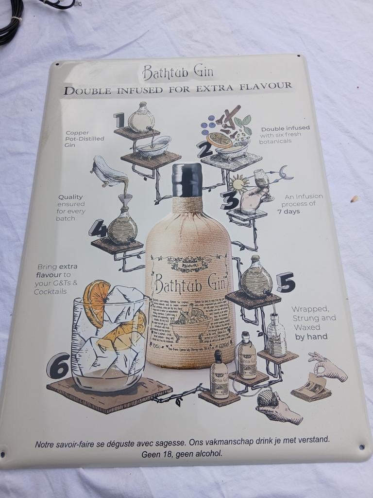 Plaque en métal Gin pour baignoire, Enlèvement ou Envoi, Comme neuf