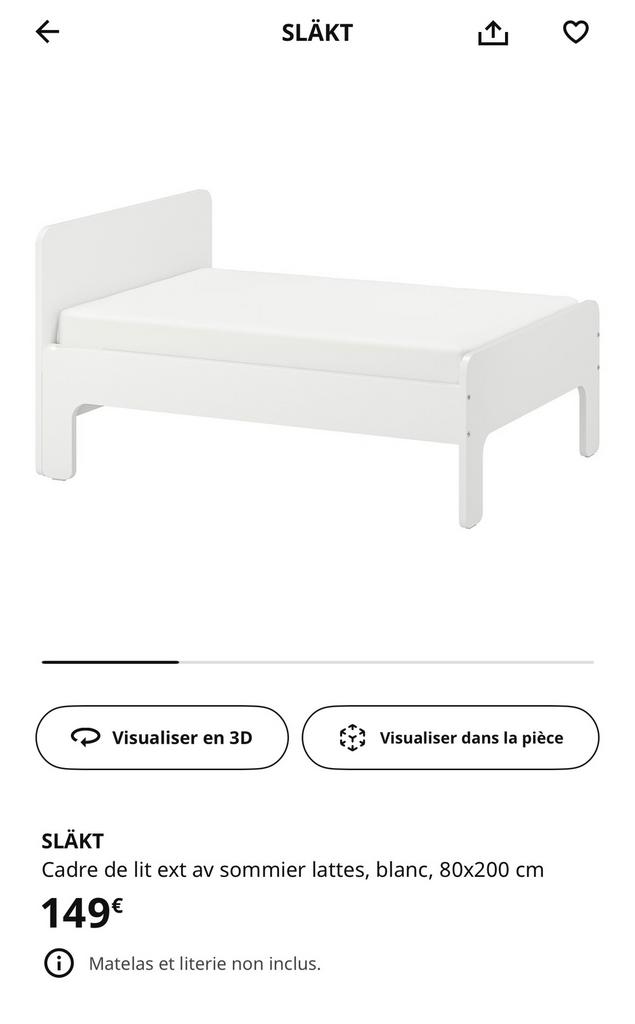 Lit enfant evolutif, Enlèvement, Utilisé, 70 à 85 cm, Matelas