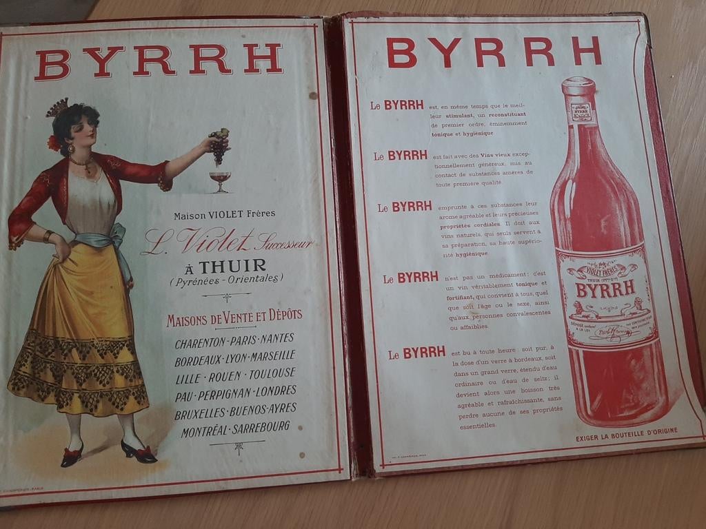 Ancienne carte menu apéritif BYRRH, Collections, Marques & Objets publicitaires, Enlèvement ou Envoi