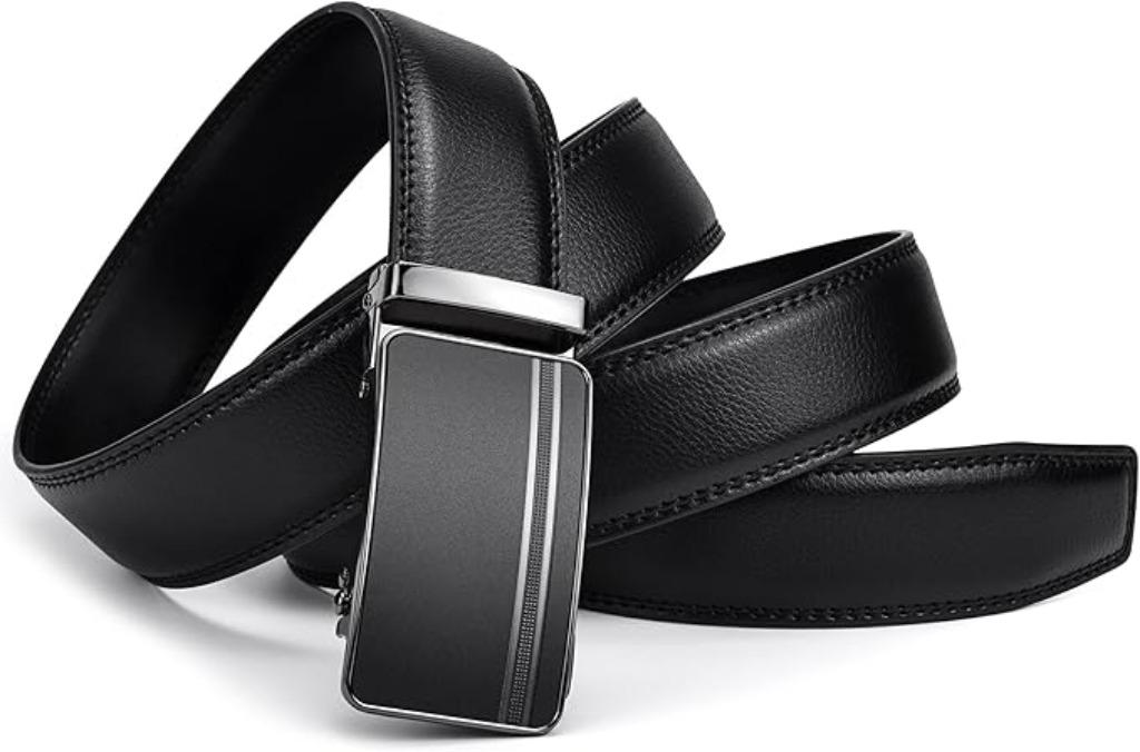 Ceinture pour homme | noire | cuir | avec cliquet | Nouveau, Neuf, Feflo, Cuir véritable, -