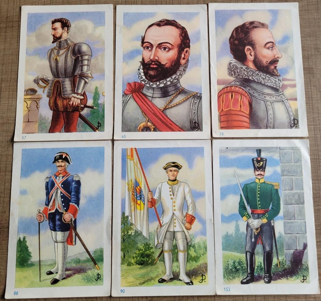 6 oude prenten: Militaire geschiedenis van België, Enlèvement ou Envoi, Utilisé, Autres sujets/thèmes, Gravure