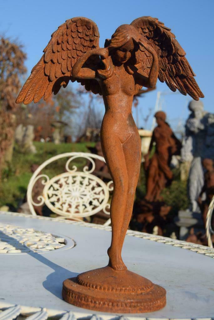 Ange pensif en fonte patinée, Enlèvement ou Envoi, Neuf, Autres matériaux, Ange
