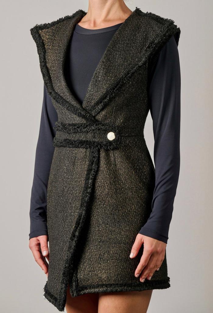 Zwart gouden tweed tuniek jurk M NIEUW HANDGEMAAKT!, Maat 38/40 (M), Overige kleuren, Verzenden, Nieuw
