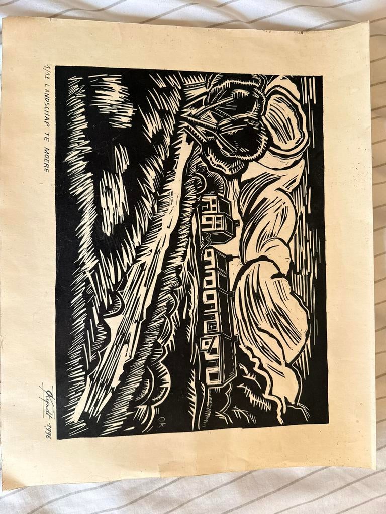 Schilderij landschap te Moere, Ophalen, Landschap