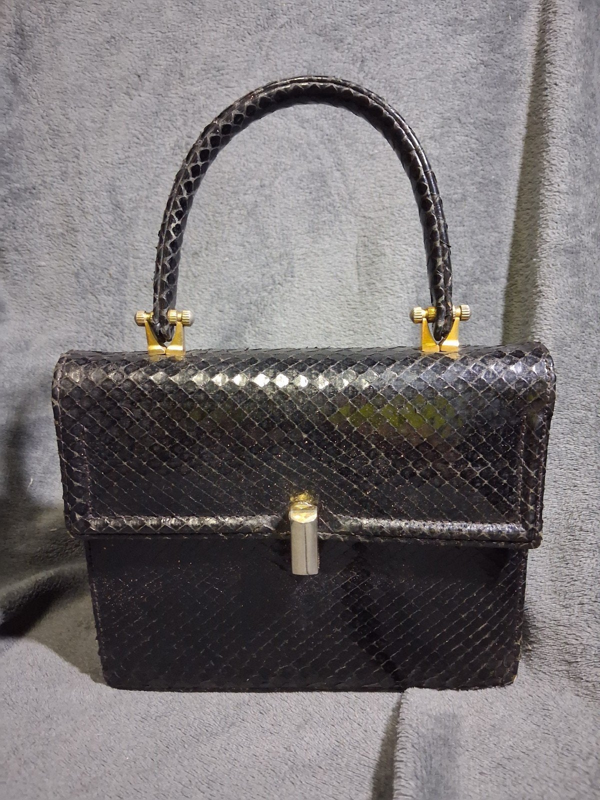 Vintage handtas slangenleer  – J. … Garcia Valencia, Enlèvement, Noir, Sac à main