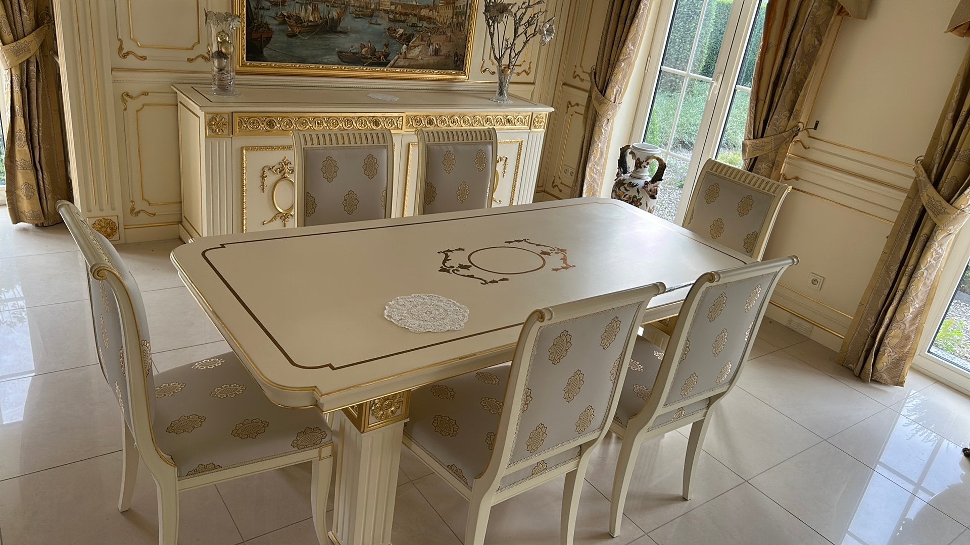 Eettafel met 6 eetstoelen, Ophalen, Gebruikt, 4 tot 6 stoelen