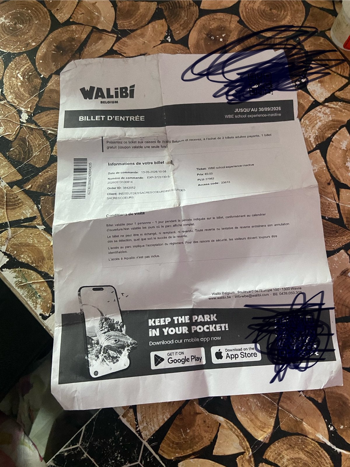 Billet Walibi, Autos : Divers, Enlèvement ou Envoi, Comme neuf