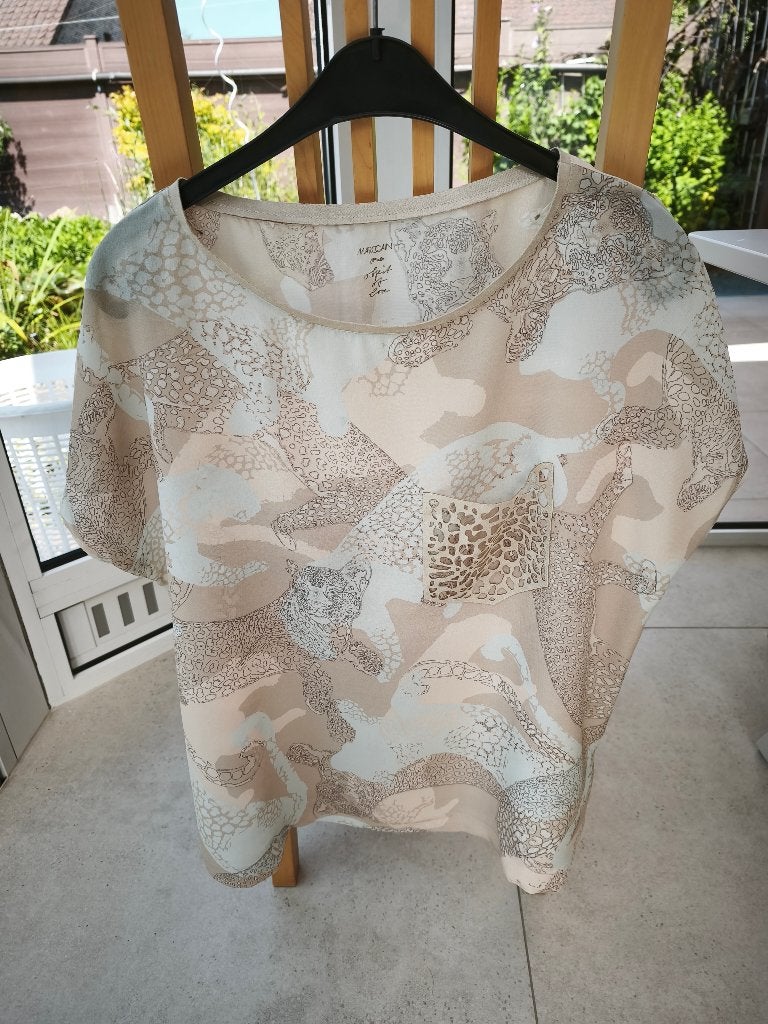 Marccain bloes Object of love bruin Size 6 merkkleding, Ophalen, Bruin, Maat 42/44 (L), Zo goed als nieuw