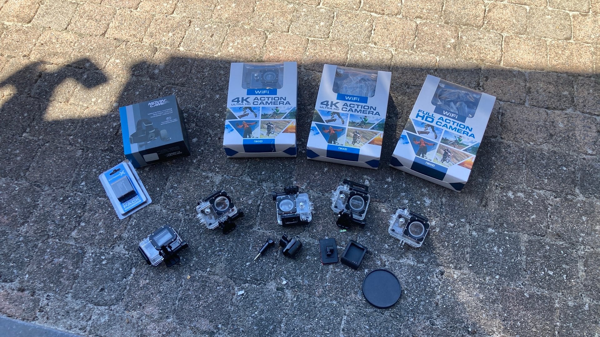 NIEUW IN DOOS! Set van 3 Nikkei Action Camera's + Acc, Audio, Tv en Foto, Ophalen of Verzenden, Nieuw