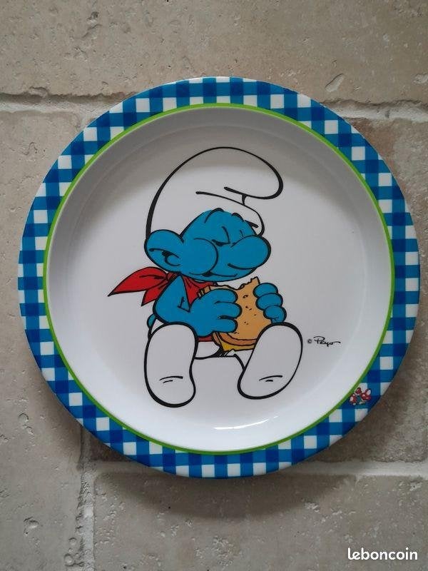 Assiette Schtroumpf gourmand., Collections, Schtroumpfs, Enlèvement ou Envoi, Neuf, Schtroumpf Gourmand, Maison ou Attribut
