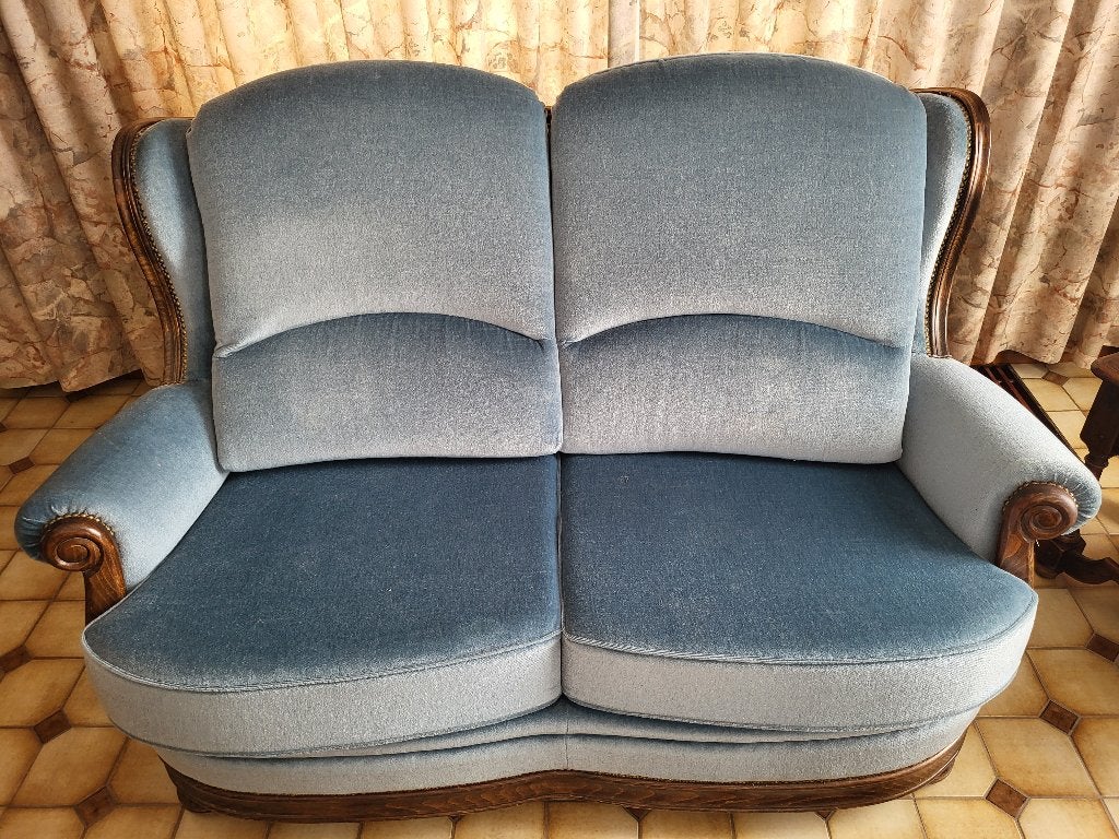 Klassiek eiken salonstel 3+2+1 incl. salontafel, Ophalen, Gebruikt