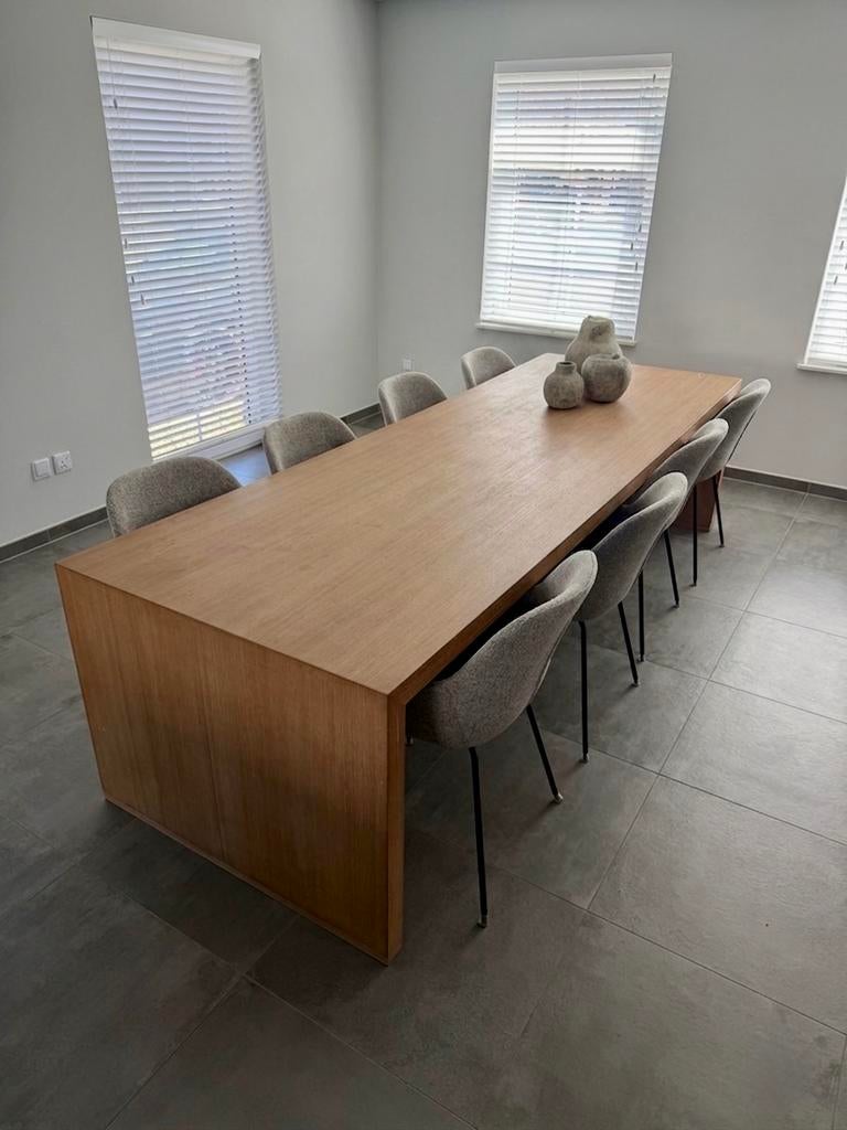 Grote eiken tafel 3mx1m + 8 stoelen, Ophalen, Tafel