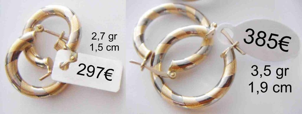 Boucles d'oreille / Créoles épaisses or bicolore 18K, NEUVES, Bijoux, Sacs & Beauté, Boucles d'oreilles, Neuf, Enlèvement ou Envoi