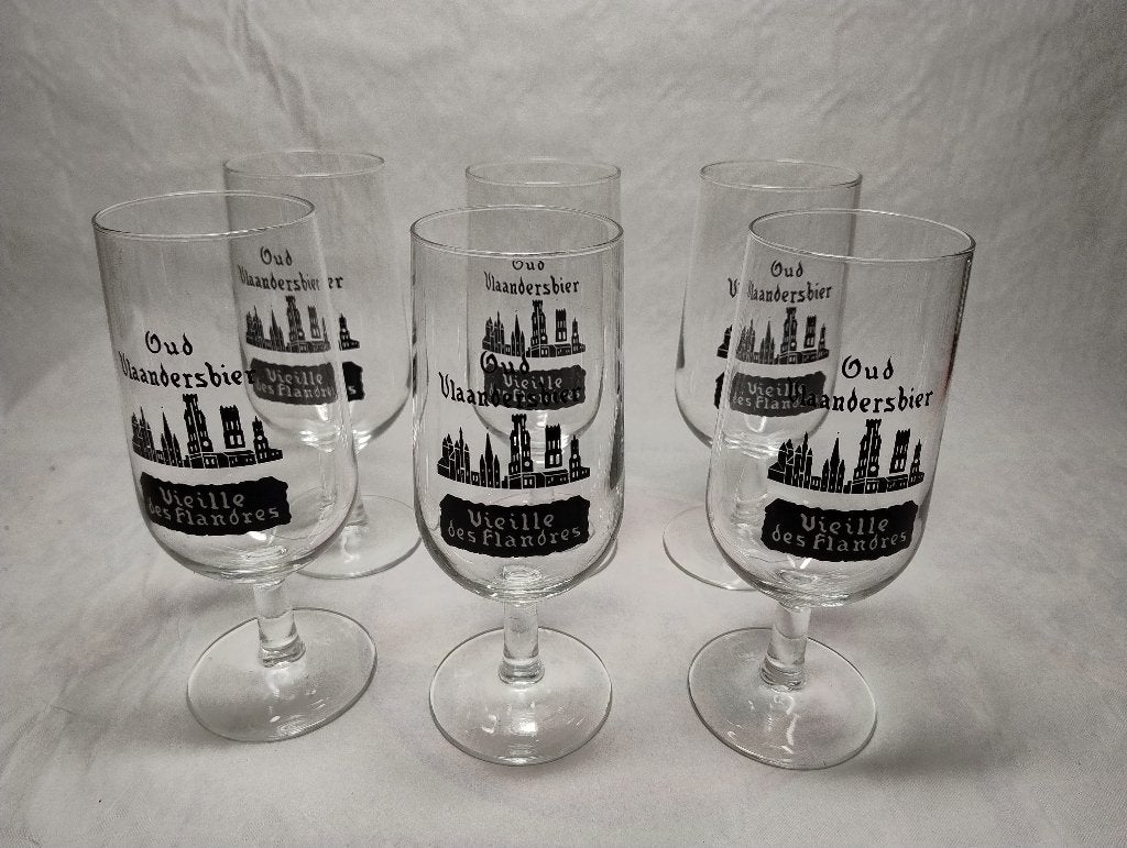 6 bierglazen Oud Vlaandersbier / Vieille des Flandres, Verzamelen, Ophalen of Verzenden, Zo goed als nieuw, Bierglas