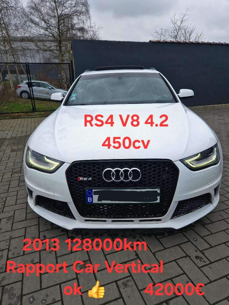 RS4 4.2 V8 450cv full full option car vertical Ok !!!!!, Autos, Audi, Cuir, Phares directionnels, Achat, Euro 6