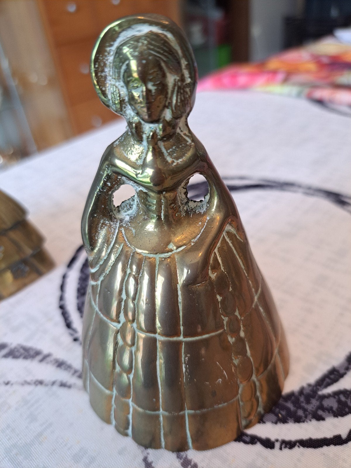 Vintage messing tafelbel,  Victoriaanse dame, Ophalen of Verzenden