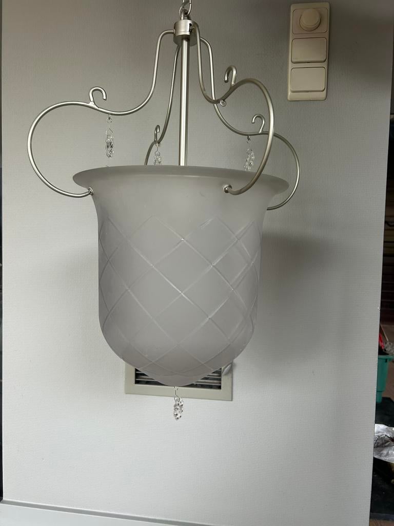 Mooie glazen hanglamp, Ophalen, Gebruikt