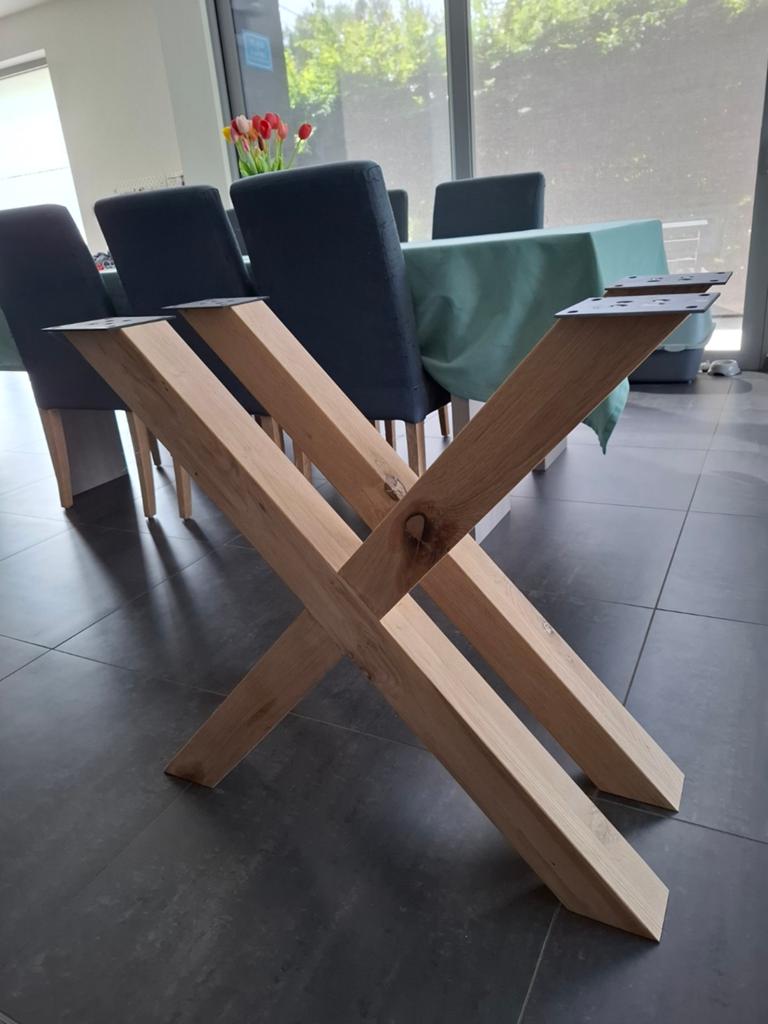 Eiken tafelpoten kruis, Huis en Inrichting, Tafels | Eettafels, Ophalen
