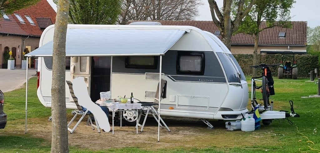 caravan Hobby Excellent 455 UF - in perfecte staat, Rondzit, Hobby, 7 tot 8 meter, Dwarsbed