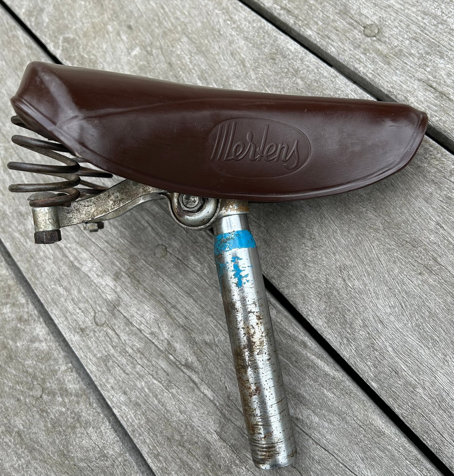Lederen fietszadel Mertens - vintage, Ophalen of Verzenden, Gebruikt