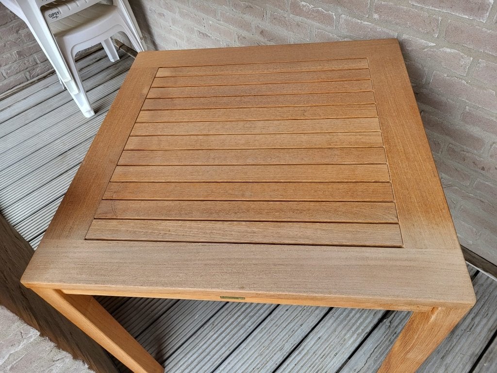 table de jardin, Jardin & Terrasse, Enlèvement, Comme neuf, Carré, Bois de teck