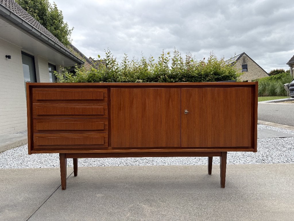 Vintage teak dressoir / sideboard jaren 60 – 169 cm breed, Huis en Inrichting, Kasten | Dressoirs, Ophalen, Gebruikt, 150 tot 200 cm
