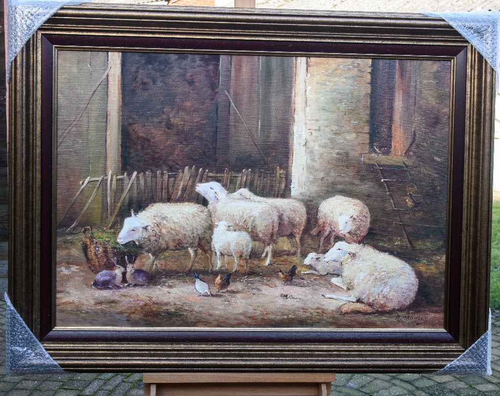 schilderij, Ophalen, Doek, Dieren, Olieverf