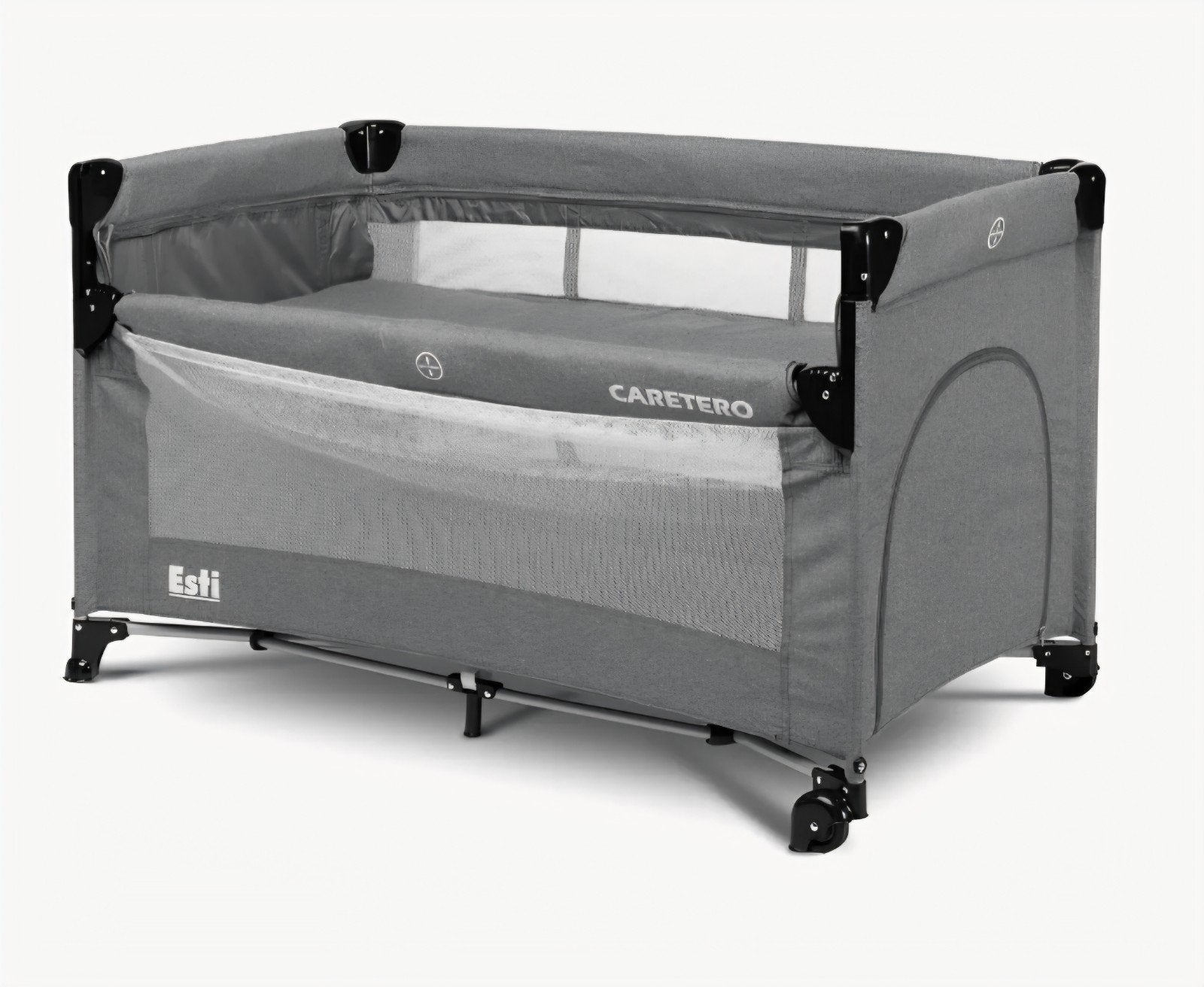 Caretero Esti Reisbed / Co-sleeper – Grijs, Ophalen of Verzenden, Zo goed als nieuw, Reisbedje
